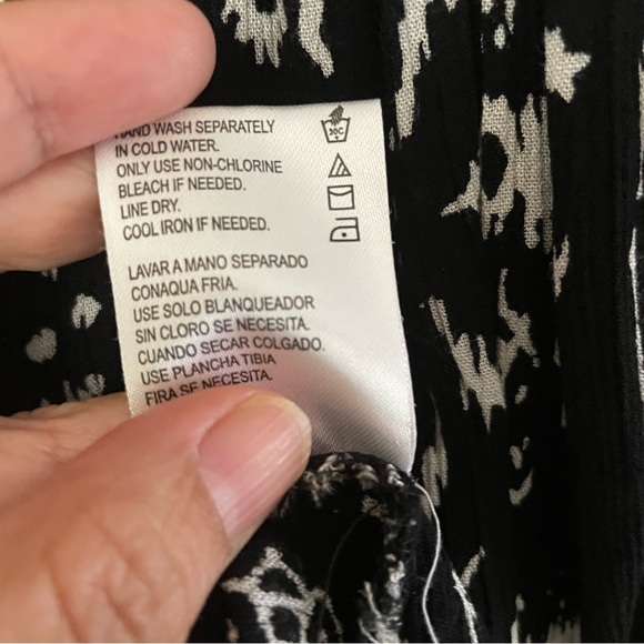 Bila Boho Print Top Blouse Black White Lace Trim Cold Shoulder Sz XXL B2 - Picture 7 of 11